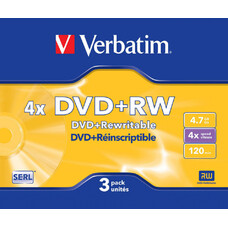 Оптический диск DVD+RW VERBATIM 4.7Гб 4x, 3шт., slim case [43636]