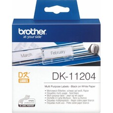 Картридж BROTHER DK11204, черный шрифт, белый фон, DK11204