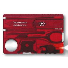 Швейцарская карта Victorinox SwissCard Lite, красный полупрозрачный, коробка подарочная [0.7300.t]