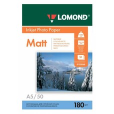 Фотобумага Lomond A5, для струйной печати, 50л, 180г/м2, белый, покрытие матовое [0102068]