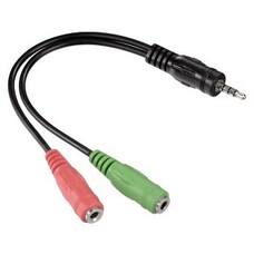 Адаптер аудио HAMA 2xJack 3.5 (f) - Jack 3.5 (m) , черный [00054573]
